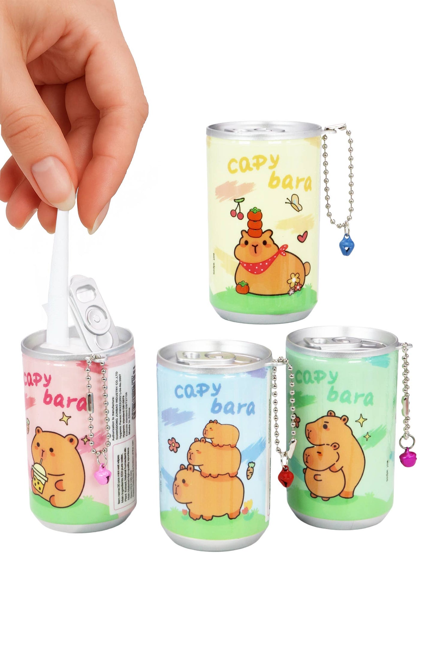 Capybara Soda Pop Can Mini Wet Wipes Key Chain