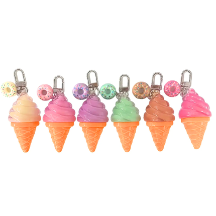 Beauty Treats | Sherbert Swirls Ice cream lip balm with donut keychain