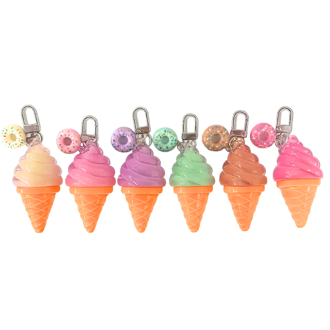 Beauty Treats | Sherbert Swirls Ice cream lip balm with donut keychain