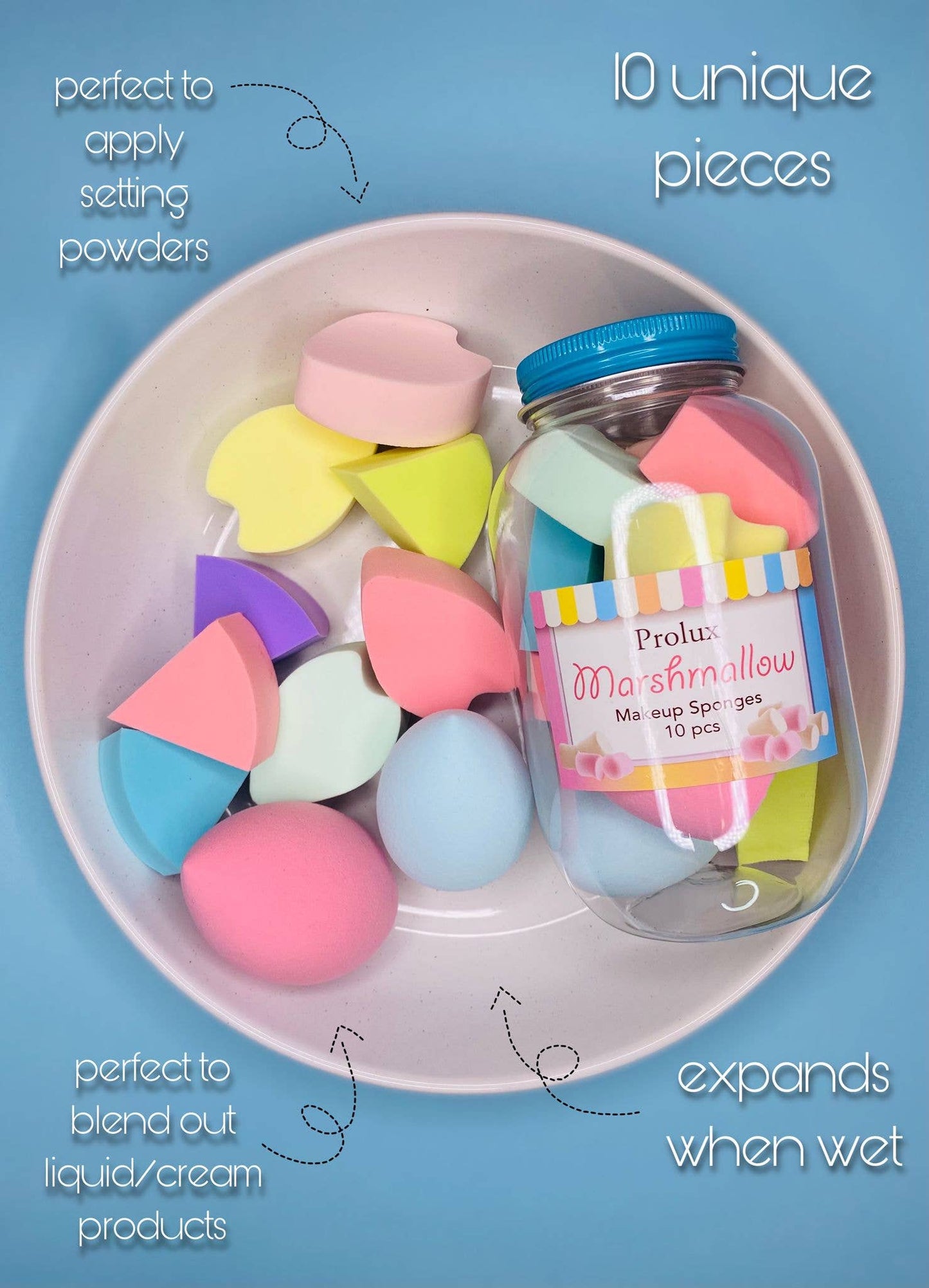 Prolux | Marshmallow 10PC Makeup Sponges