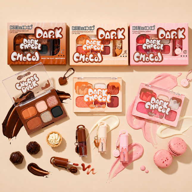 Kevin y coco| Dark Choco Eye shadow palette and Lip Gloss