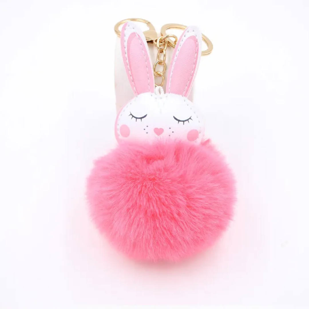 Lip Gloss Bunny Pompom Keychain