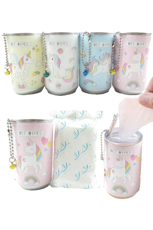 Unicorn Soda Pop Can Mini Wet Wipes Keychain