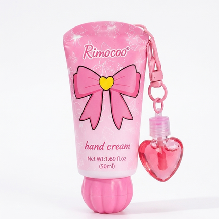 Hand Cream & Lip Gloss Keychain Pink Bow Love