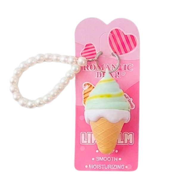 Romantic Bear Ice Cream Lip balm pearl charm