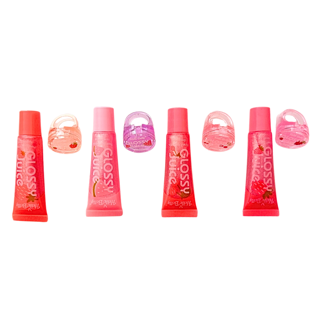 Glossy Juice Lip Gloss Set with Ring
