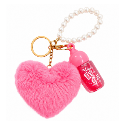Pink Heart Charm Keychain Lip oil