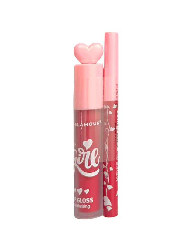 Heart pink Lip gloss Matte & liner