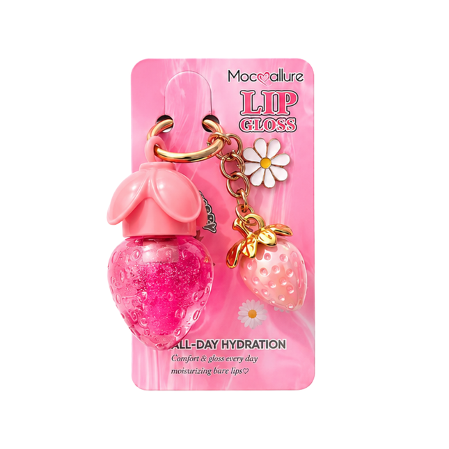 Mocallure Lip Gloss with strawberry-shaped charm