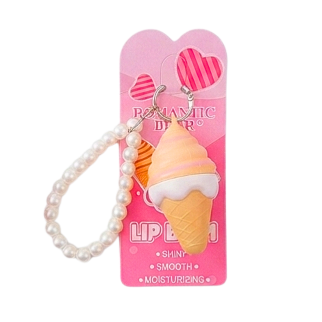 Romantic Bear Ice Cream Lip balm pearl charm