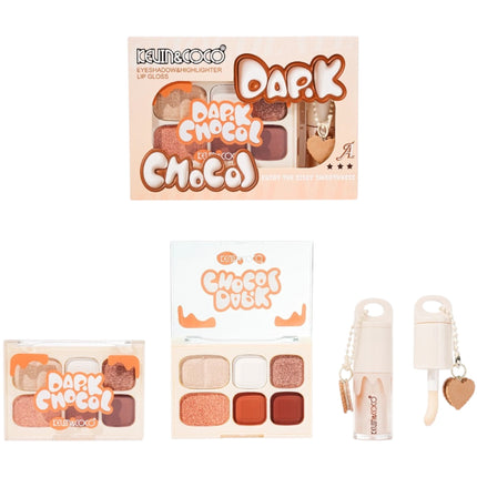 Kevin y coco| Dark Choco Eye shadow palette and Lip Gloss