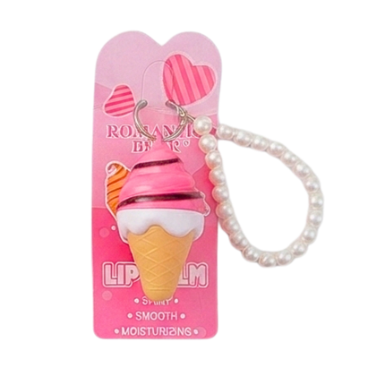 Romantic Bear Ice Cream Lip balm pearl charm