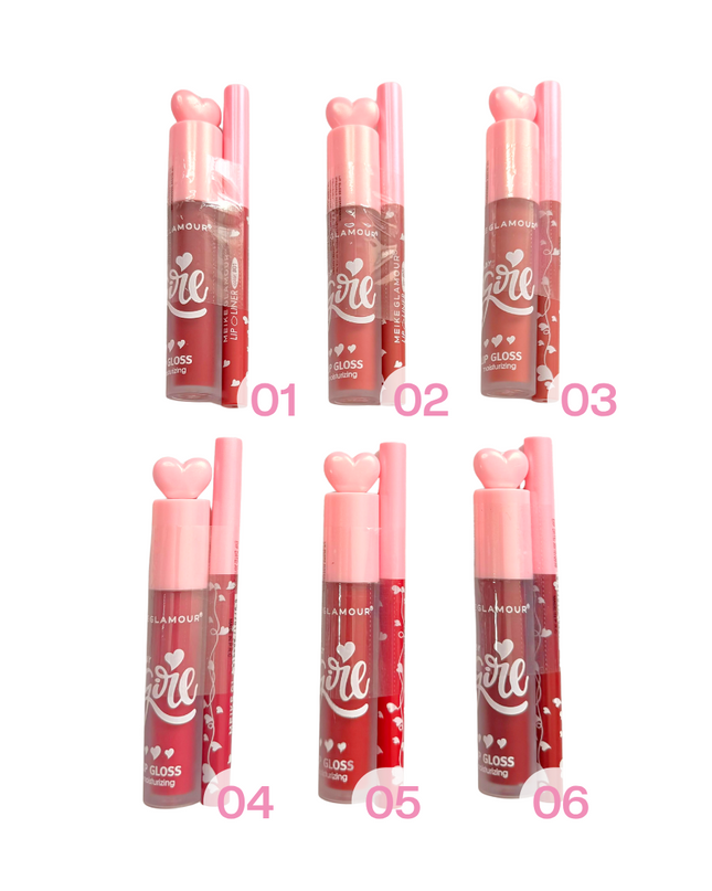 Heart pink Lip gloss Matte & liner
