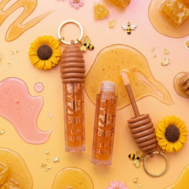 Honey bee sunflower Lip gloss Keychain