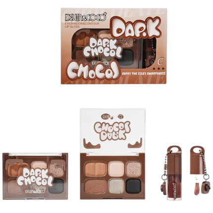 Kevin y coco| Dark Choco Eye shadow palette and Lip Gloss